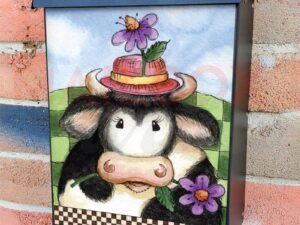 Country Cow and Flowers #1 Colonial Mailbox Cover