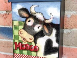 Country Cow and Flowers #3 Colonial Mailbox Cover