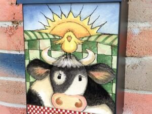 Country Cow and Flowers #6 Colonial Mailbox Cover