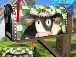 Country Cow and Flowers #6 Decorative Rural Farm Mailbox Cover