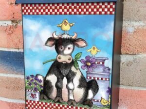 Country Cow and Flowers #7 Colonial Mailbox Cover