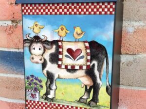Country Cow and Flowers #8 Colonial Mailbox Cover