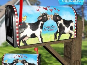 Country Cows in Love Decorative Rural Farm Mailbox Cover