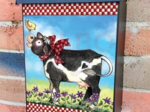 Country Cow and Flowers #9 Colonial Mailbox Cover