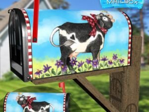 Country Cow and Flowers #9 Decorative Rural Farm Mailbox Cover
