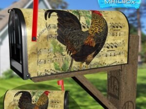 Vintage Rooster Postcard Design #2 Decorative Rural Farm Mailbox Cover