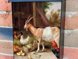 Feeding Time in the Farmyard #2 Colonial Mailbox Cover