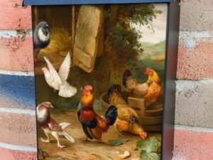 Doves and Chickens Colonial Mailbox Cover