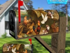 Doves and Chickens Decorative Rural Farm Mailbox Cover