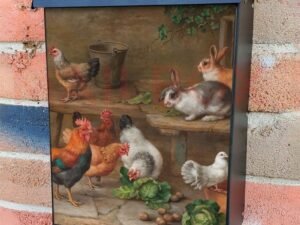 Rabbits, Chickens, and Pigeons Colonial Mailbox Cover