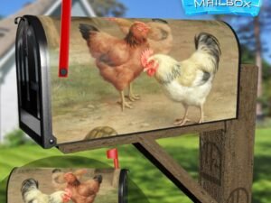 Curious Chickens with a Turtle Decorative Rural Farm Mailbox Cover