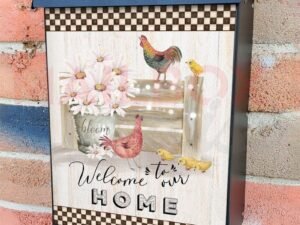 Welcome to Our Home Chickens Colonial Mailbox Cover