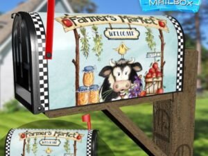 Farmers Market Cow Decorative Rural Farm Mailbox Cover