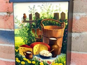 Picnic on the Milk Farm Colonial Mailbox Cover