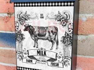 Vintage Milk Farm Cow Design Colonial Mailbox Cover
