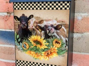 Farmhouse Cow Trio Colonial Mailbox Cover