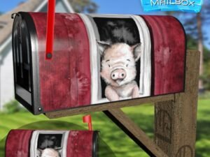 Piglet in the Barn Window Decorative Rural Farm Mailbox Cover