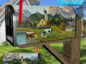 Cows in the Alps Decorative Rural Farm Mailbox Cover
