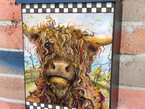Cute Cow with Curly Hair Colonial Mailbox Cover