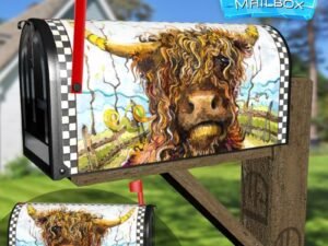 Cute Cow with Curly Hair Decorative Rural Farm Mailbox Cover