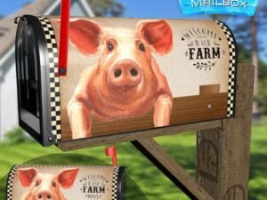 Pig on the Fence Decorative Rural Farm Mailbox Cover