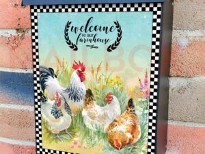 Chicken Family in the Meadow Colonial Mailbox Cover