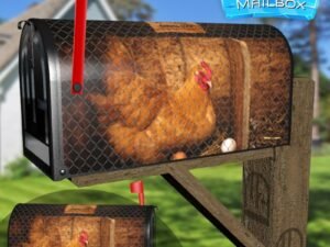 Hen and Eggs in the Chicken Coop Decorative Rural Farm Mailbox Cover