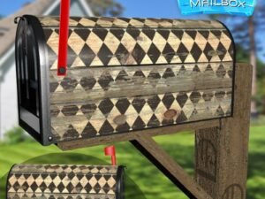 Farmhouse Harlequin Wood Design Decorative Rural Farm Mailbox Cover