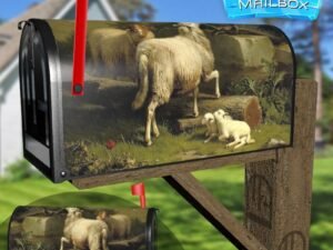 Sheep Family Decorative Rural Farm Mailbox Cover