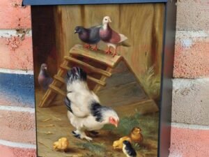 Chicks, Hen and Doves Colonial Mailbox Cover