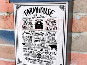 Farmhouse Rules Colonial Mailbox Cover