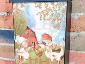 Farmhouse Cow, Chicken and Sheep Colonial Mailbox Cover