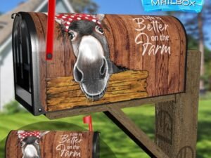 Donkey with Bandana Decorative Rural Farm Mailbox Cover