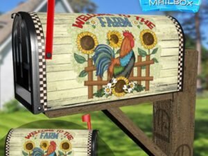 Welcome to the Farm Rooster Decorative Rural Farm Mailbox Cover