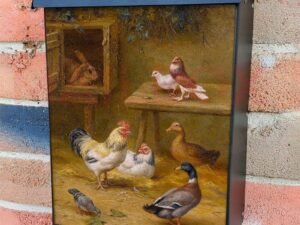 Chickens, Doves and Bunny Colonial Mailbox Cover