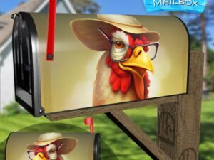 Farmer Rooster Decorative Rural Farm Mailbox Cover