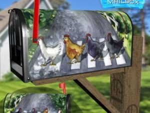 Hens Crossing the Road Decorative Rural Farm Mailbox Cover