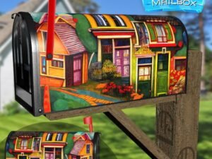 Colorful Little Town Decorative Rural Farm Mailbox Cover
