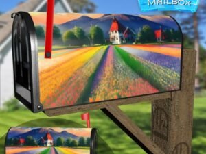 Cottages in the Tulip Fields Decorative Rural Farm Mailbox Cover