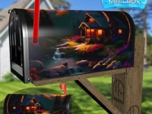 Riverside Cottage in the Sunset #2 Decorative Rural Farm Mailbox Cover