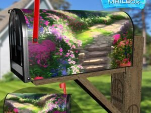 Blooming Summer Path Decorative Rural Farm Mailbox Cover