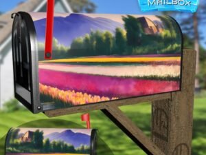 Tulip Fields and a Cottage #2 Decorative Rural Farm Mailbox Cover
