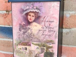 Victorian Cottage and Lady Colonial Mailbox Cover