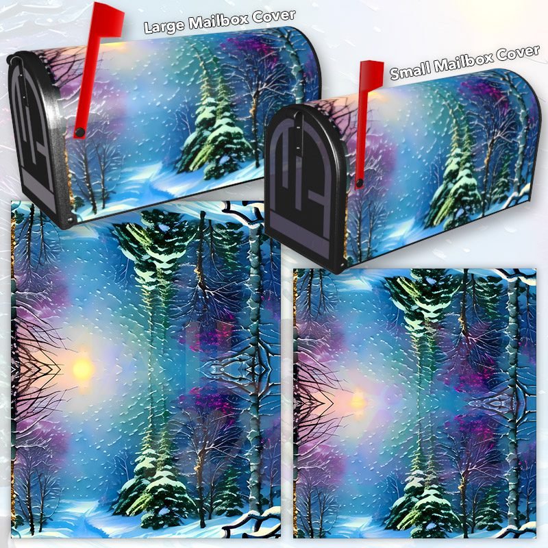 Evening in a Snowy Forest Decorative Rural Farm Mailbox Cover - Image 3