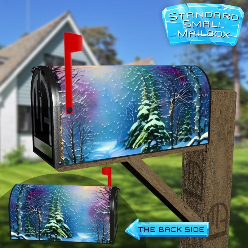 Evening in a Snowy Forest Decorative Rural Farm Mailbox Cover - Image 2