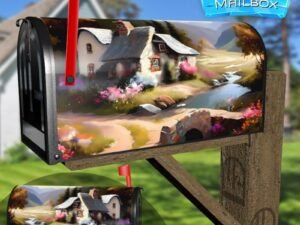 Cottage by the River Decorative Rural Farm Mailbox Cover