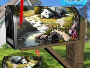Cottage by the River #2 Decorative Rural Farm Mailbox Cover