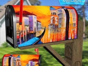 Rainbow Colored Cities - Venice Decorative Rural Farm Mailbox Cover