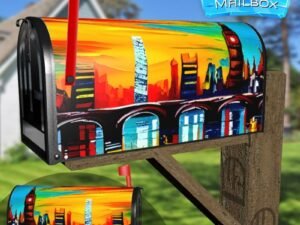 Rainbow Colored Cities - London Decorative Rural Farm Mailbox Cover