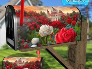 Rose Garden around the Castle Decorative Rural Farm Mailbox Cover